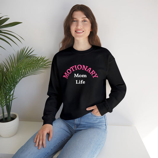 Motionary Mom Life™ Embroidered Statement Crewneck – Black