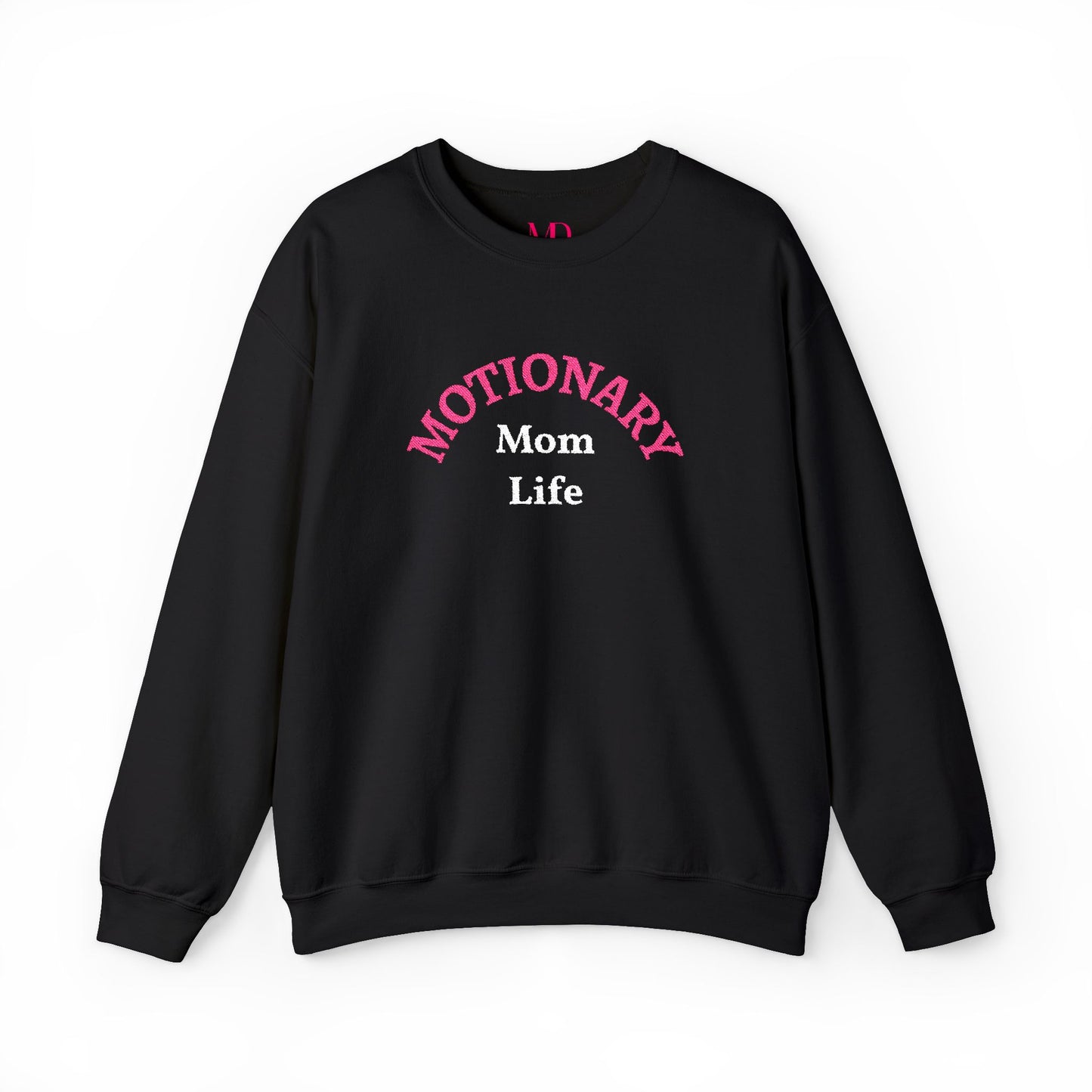 Motionary Mom Life™ Embroidered Statement Crewneck – Black